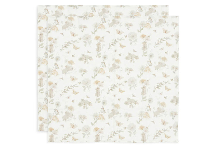 Jollein hydrofiele doek small 70x70 - Dreamy Mouse - 2 stuks