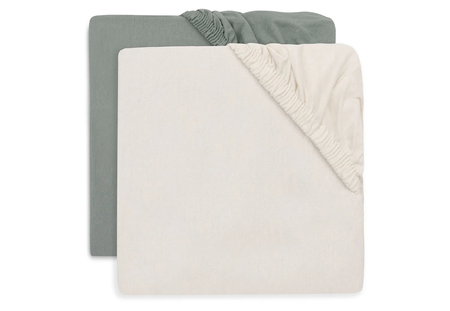 Jollein hoeslakens jersey 2-pack 60x120 - Sea green / Ivory