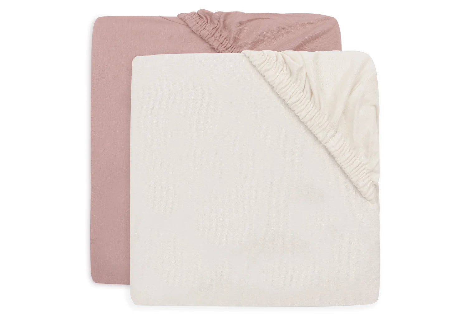 Jollein hoeslakens jersey 2pack - Wild rose/ ivory