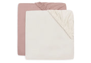 Jollein hoeslakens jersey 2pack - Wild rose/ ivory