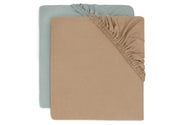Jollein hoeslakens jersey 2pack - Sea green/ biscuit