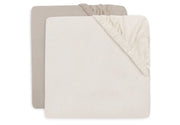 Jollein hoeslakens jersey 2pack - Oatmeal/ sand