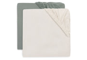 Jollein hoeslakens jersey 2pack - Sea green/ ivory
