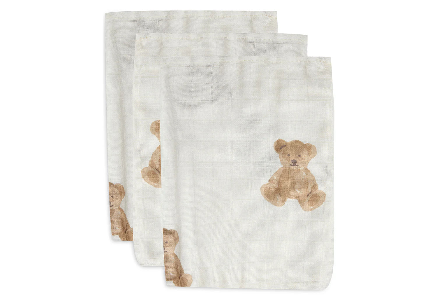 Jollein hydrofiele washandjes 3pack - Teddybear