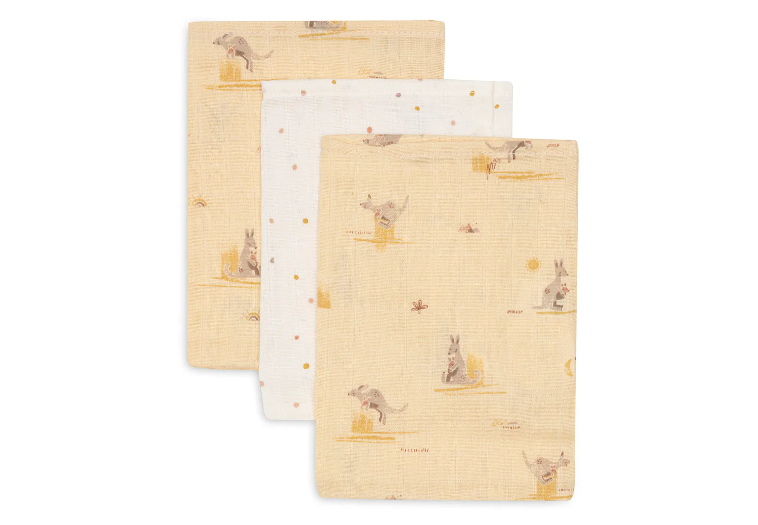 Jollein hydrofiele washandjes 3pack - Kangaroots