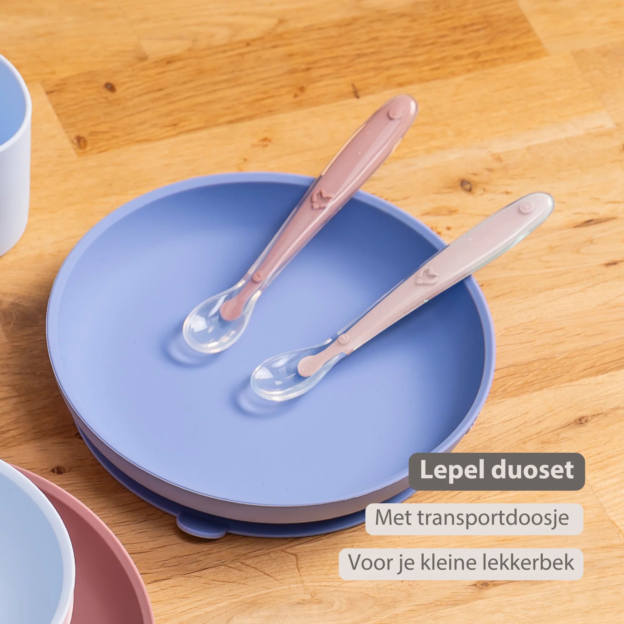 Nattou siliconen lepels 2stuks - poederroze