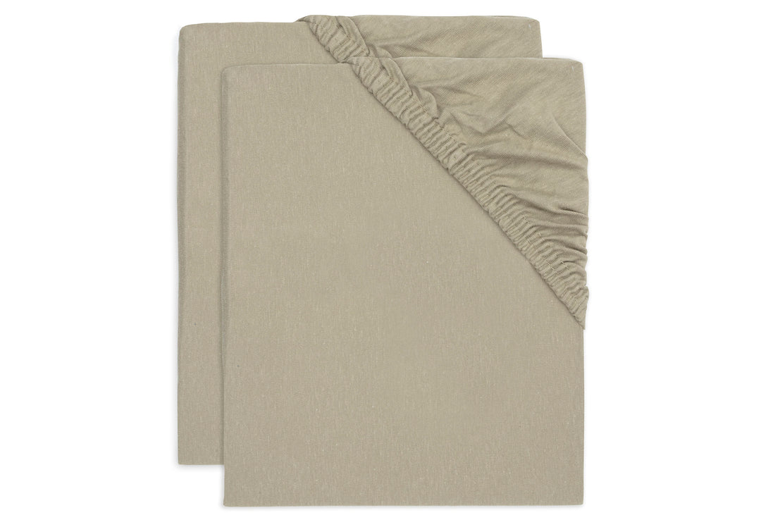 Jollein hoeslaken jersey 60x120cm - Olive Green - 2 Stuks