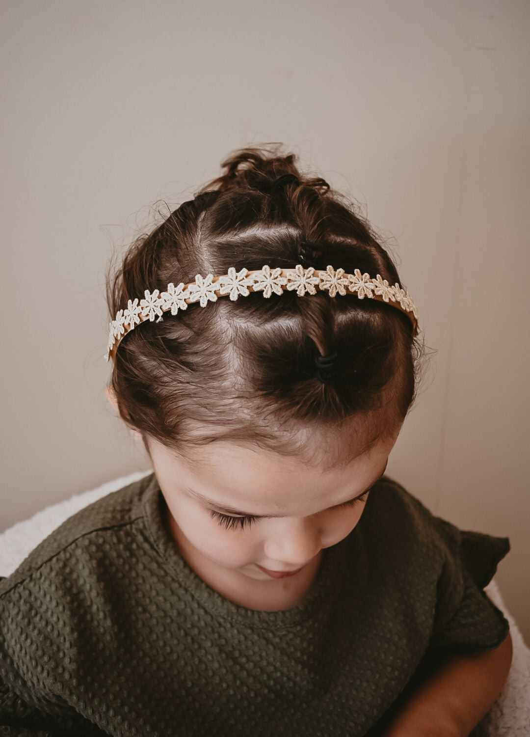 Haarband bloemetjes naturel