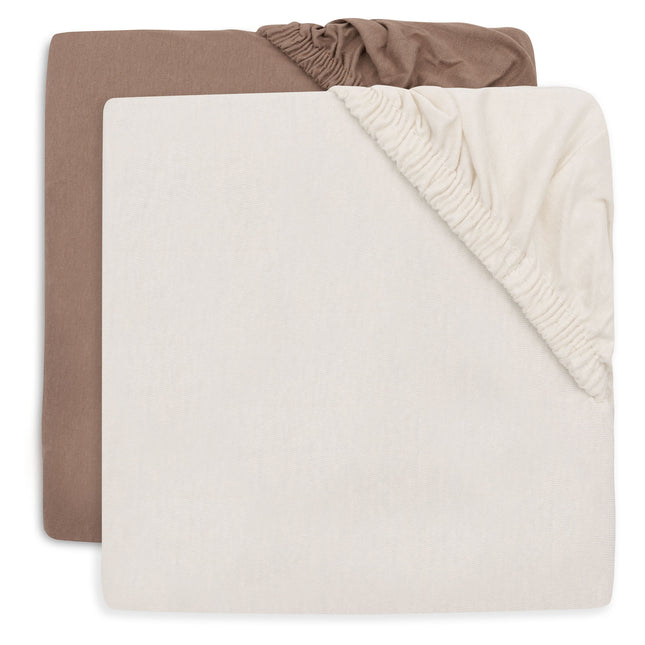 Jollein hoeslakens jersey 2-pack 60x120 - Milky coffee / Ivory