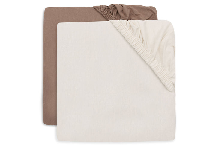 Jollein hoeslakens jersey 2-pack - Milky coffee / Ivory