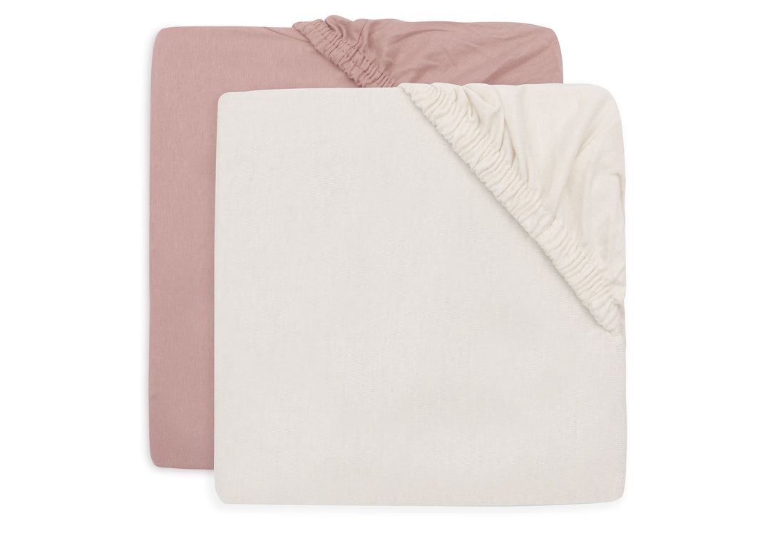 Jollein hoeslakens jersey 2-pack - Wild rose / Ivory