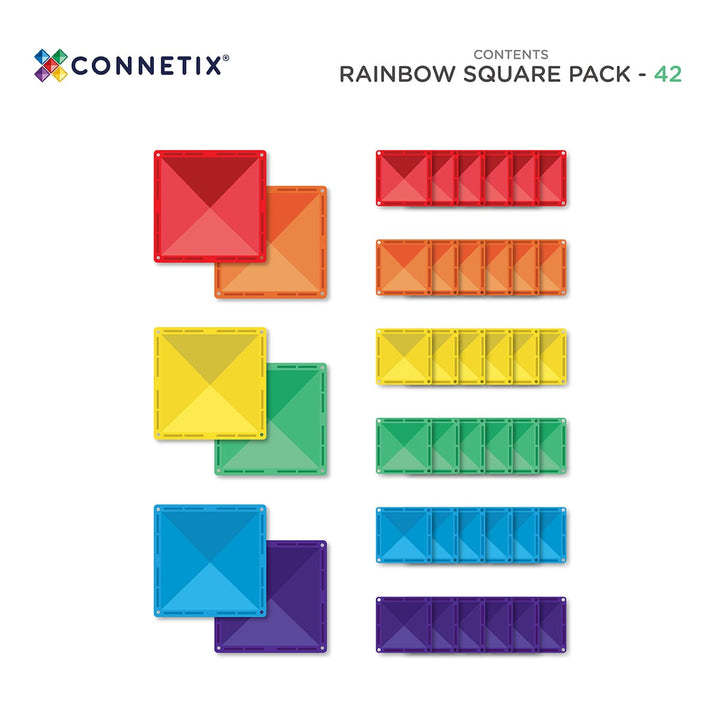 Connetix magnetische tegels square regenboog 42stuks